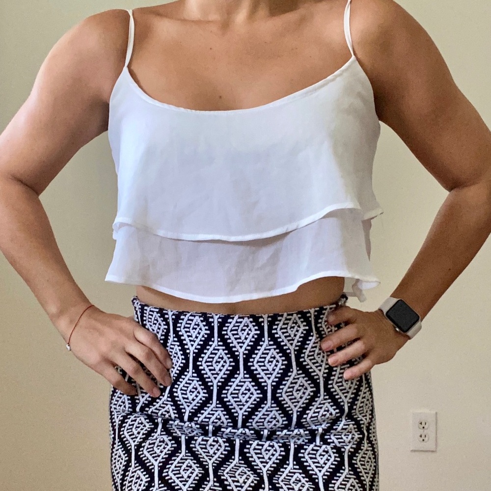 Brandy Melville Chiffon Ruffle Crop Top